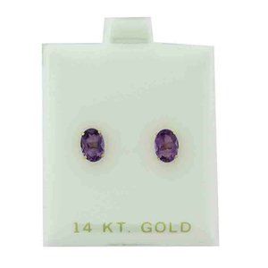 Genuine 1.84 Cts Amethyst Stud Earrings 14k Gold